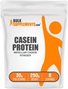 BulkSupplements.com Casein Protein Powder - Micellar Casein Powder, 느린 소화 단백질 - Unflavored & 글루텐 무료, 서빙 당 30g, 250g (8.8 oz) (팩 1)