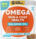 오메가 3 알래스카 물고기 기름 개 (180 Ct)에 대 한 치료 - Dry&Itchy 피부 + 알레르기 - 빛나는 코트 - EPA&DHA 지방산 - 자연적인 살몬 기름 Chews - 치킨 터키