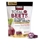 FORCE FACTOR Total Beets Ultimate Heart Health Chews for Blood Pressure Support, Beetroot Powder, CoQ10, B Vitamins & Grapeseed Extract for Blood Flow & Energy, Black Cherry, 60 Soft Chews