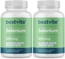 BESTVITE 셀레늄 200mcg (360 채식 캡슐) (2 팩) - Stearates 없음 - 플로우 에이전트 없음 - Vegan - Non-GMO - 글루텐 무료