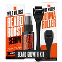 Wild Willies Beard Growth Kit - 프리미엄 Derma Roller & Beard Boost Serum - Microneedle Roller & Beard Hair Growth Serum with Biotin & Caffeine for Fuller Beard, Scalp Care - 케이스 키트 사용