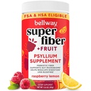 Bellway Super Fiber Powder + Fruit, Sugar Free Organic Psyllium Husk Powder Fiber Supplement for Regularity, Bloating Relief & Digestive Health, Plant 기반, 라즈베리 레몬 (50 서빙)