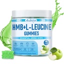 HMB 및 L-Leucine Gummies, 3000mg, Trehalose, 근육 성장, 근육 구호 및 운동 회복, 성인 및 노인, 비 GMO, 비건, 글루텐, 애플 맛, 120