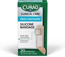 CURAD Truly Ouchless!® 실리콘 붕대, .75" x 3", 민감한 피부를 위해, 가동 가능한 직물은, 스크랩, 커트 & 화상, 20 조사를 보호합니다