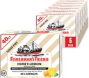 Fisherman's Friend Cough Drops, Cough Suppressant 및 Sore Throat Lozenges, Sugar Free Honey-Lemon, 5.52mg Menthol, 240 Drops (6 팩 40)