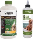 LIQUIDHEALTH 애완 동물 K9는 모든 개 & 강아지 & K9 귀 세척 해결책을 위한 8에서 1 Multivitamin를 완료합니다 - 합동 & 면역 지원, 개 귀 청소 처리를 위한 애완 동물 건강 보충교재 뭉치 - 미국에서 만드는