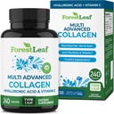 ForestLeaf Multi Collagen Pills - Collagen Men & Collagen Women - 비타민 C & Hyaluronic 산을 가진 가수분해한 교원질 보충교재 - 머리, 피부 & 못 (240의 펩티드 캡슐)를 위한 교원질 캡슐