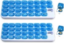 31 일 월간 알약 주최자 Pop Out Pocket Pill Pods and Storage Tray for Vitamins, 보충제, 홈, 일 또는 여행 - 2 Pack Blue