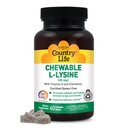 Country Life Chewable L-Lysine Supplement with Vitamin D and Elderberry, Immune Support and Collagen Renewal for Skin Tissue, 성인 이상