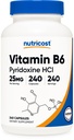 Nutricost 비타민 B6 (Pyridoxine HCl) 25mg, 240 캡슐 - 비 GMO, 글루텐 무료 및 채식 친화적 인
