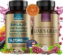 Cognitive Wellness Bundle - Resveratrol Complex & Shilajit Fulvic Acid Minerals - Sea Moss, Ashwagandha, 임상 시험 Cognigrape Red Grape Extract - Non-GMO, 글루텐 프리, 비건 보충
