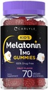 Carlyle Kids Melatonin Gummies | 1 mg 70 카운트 | 과일 맛 거미 | Vegan, Non-GMO, 글루텐 무료