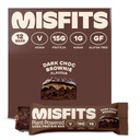 Misfits Vegan Protein Bar, Dark Chocolate Brownie - OriginalRecipes | 글루텐 프리, 공장 기반, 낮은 설탕 및 캐비넷, 높은 섬유 스낵 | 12 팩