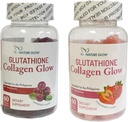 Nature Glow Glutathione Collagen Glow, 60 유기 Chewable Gummies (딸기 (1병) & 크랜베리 (1병)