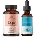 HERBAMAMA Sage 및 Ashwagandha 키트 - 1000 mg Sage 리프 캡슐 및 Ashwagandha 루트 Tincture 2 fl oz의 번들 - Vegan, Non-GMO, Sugar & Alcohol-Free - 2 팩
