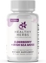 건강한 허브 Wildcrafted Elderberry Sea Moss 캡슐 | 2600mg 아일랜드어 Sea Moss + Elderberry Essentials Blend | US-Made, Vegan, Non-GMO, Easy-Swallow (60 캡슐)