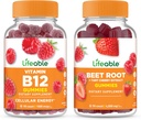Lifeable Vitamin B12 + Beet Root, Gummies Bundle - 훌륭한 타스팅, 비타민 보충, 글루텐 무료, GMO 무료, Chewable