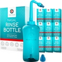 Medi Grade Sinus Rinse Bottle, 30 Sinus Rinse Packets가있는 500ml - 완전한 Nasal Irrigation System - Neti Pot Nose Cleaner - 가정이나 여행을위한 Nasal Wash Kit - 2 Nasal Rinse Tips and Storage Bag