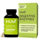 HUM Flatter Me Digestive Enzymes for Women & Men, Ginger & Peppermint 잎을 가진 소화 건강 Bloating 보충교재, 빠른 행동 반대로 Bloat 알약 Debloating를 위한 다 효소, 채식주의자, 60의 캡슐