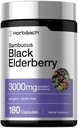 Horbäach Black Elderberry | 3000mg 캡슐 | 180 개 | 비 GMO, 글루텐 프리 | 삼부커스 추출물 보충