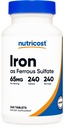 Nutricost 철 (철 황산염) 65mg, 240 정제 - 비 GMO, 글루텐 무료