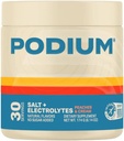 Podium Nutrition Training Salt + Electrolytes Powder, Peaches & Cream, Post Workout Hydration & Muscle Recovery Support, Electrolyte 음료, 마그네슘, 칼륨, 칼슘 및 나트륨 소금, 30 서빙