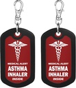 mnmoom 2pcs Asthma Inhaler 내부 Tag-Red 의료 경고 지퍼 잡아당기기 부대 꼬리표
