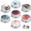 7PCS 둥근 알약 상자 상자 상자, ULENDIS 3 격실 휴대용 귀여운 여행 알약 상자 약 정제 비타민 홀더 조직자, 지갑 소형 여행 선물을 위한 장식적인 회화 약 저장 콘테이너