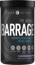 Barrage Pre 운동 분말 - 여성 및 남성, 크레아틴 분말, 베타 알라닌, Agmatine 황산염, & 카페인을위한 운동 - 강렬한 에너지와 남성을위한 근육 빌더 - 포도 (30 서빙)