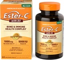 D3 Bone Immune Complex 채식 정제 24Hour 면역 지원 1000 mg EsterC 5000 IU 비타민 D3 NonAcidic 비타민 C 서빙, 60 개
