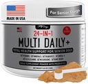 Probiotics, Omega-3, Glucosamine, Mushrooms & Bone Broth 60 서빙을 가진 iHeartDogs 24-in-1 수석 Multivitamin Daily+ 총 건강 지원 분말