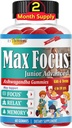 Max Focus Junior – Kids Focus & Calm Gummies | 아이를 위한 Calming & Attention Support Supplement & Ashwagandha | 뇌 비타민 | Vegan, Non-GMO, 60 구미