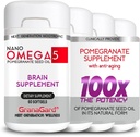 CLINICALLY Proven (4 개월 공급) 뇌 보충제 노화 방지, 메모리 알약, 오메가 5 석류 보충, 4 병 60ct 각각