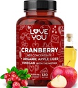 당신을 사랑 Cranberry 60:1 추출물 + 유기 애플 아이더 Vinegar – 최대 힘 36,200 mg 동등 – 120 Vegan 캡슐 – Urinary Tract & 소화 지원
