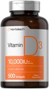 Horbäach Vitamin D3 10000 IU | 500 Softgel | Non-GMO, 글루텐 프리 보충교재 | 가치 크기 | 250mcg | 높은 효능 공식