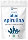 유기 블루 Spirulina 분말 (Phycocyanin 추출 물), 60 서빙 - 물고기 냄새 없음, 블루 그린 조류에서 100 % 채식 단백질, 부드러운, 베이킹, 음료 및 요리에 대 한 자연 빛나는 식품 착색
