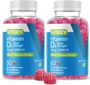 성인 & 청소년을위한 비타민 D3 Gummies - 3,000 IU, 75mcg, 여분의 힘 - 합동 & 근육 건강, 면역 부스트 - Chewable 비타민 D Gummies - 채식주의, 젤라틴 무료 - 맛있은 맛있은 거미