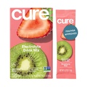 Cure Hydration | 식물 기반 전해질 음료 믹스 | 추가 설탕 없음 | 코코넛 워터로 만든 탈수 릴리프 파우더 | 비 GMO | Vegan | 8 팩 박스 - Strawberry Kiwi