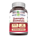 Bromelain 165mg, 120 Veggie 캡슐 보충을 가진 놀라운 공식 Quercetin 800mg | 글루텐 무료 | 미국에서 만드는