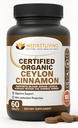 Me First Living Ceylon Cinnamon 1000mg, 100 % 인증 유기농 Ceylon Cinnamon, Non-GMO, True Cinnamon, Metabolism 지원, 산화 방지제 - 60 정제