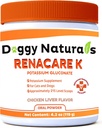 RenaCare K는 Renal K (Potassium Gluconate) 개와 고양이를위한 칼륨 보충 분말, 닭 간장 맛 (4 oz) - 215 레벨 스쿠프 (Made는 미국입니다)