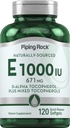 Piping Rock Vitamin E 1000 IU Softgels | 120 개 | D-Alpha와 혼합 된 Tocopherols | 글루텐 무료, 비 GMO 보충