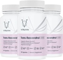 Vitruvin Trans-Resveratrol 500mg의 3개의 병 팩, 채식주의자, 비 GMO, 글루텐 자유로운, 젤라틴 자유로운.