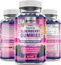 FRESH HEALTHCARE Elderberry Gummies 비타민 C, 아연 및 Sambucus Elderberry 30 : 1 추출물 - 100 % Vegan - 성인 및 어린이를위한 면역 지원 - 120 카운트 거미 보충