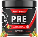 꿀 Badger Pre 운동 분말, Keto Vegan Preworkout for Men & Women, Beta Alanine & Caffeine, 설탕 무료 천연 에너지 보충, 과일 펀치 (High-Stim)