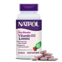 Natrol 빠른 용해 비타민 D3 2,000 IU, 뼈와 합동 건강을 위한 규정식 보충교재, 뼈 지원 보충교재, 90의 정제, 90의 일 공급