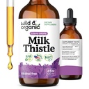 Wild & Organic Milk Thistle Liquid Drops - Liver Cleanse Detox - Silymarin Milk Thistle Supplement for Liver Support - 차에 추가 - Silybum Marianum Seed Extract Tincture - Sugar & Alcohol-Free - 4 oz