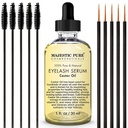 Majestic Pure Castor Oil Eyelash Serum - Apple & Argan Stem Cell - 더 두꺼운 속눈썹, 눈썹 및 헤어를위한 속눈썹 성장 세럼 - Mascara Brush & Eyeliner Applicator의 무료 세트 - 1 fl oz