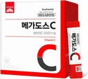 한국 MEGADOSE 비타민 C 분말 3000mg | 분말 타입 | 100s | 고 함량 비타민 3g*100 스틱 (총 300g)