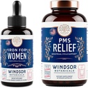WINDSOR BOTANICALS 액체 철과 PMS 구호 캡슐 여자 뭉치